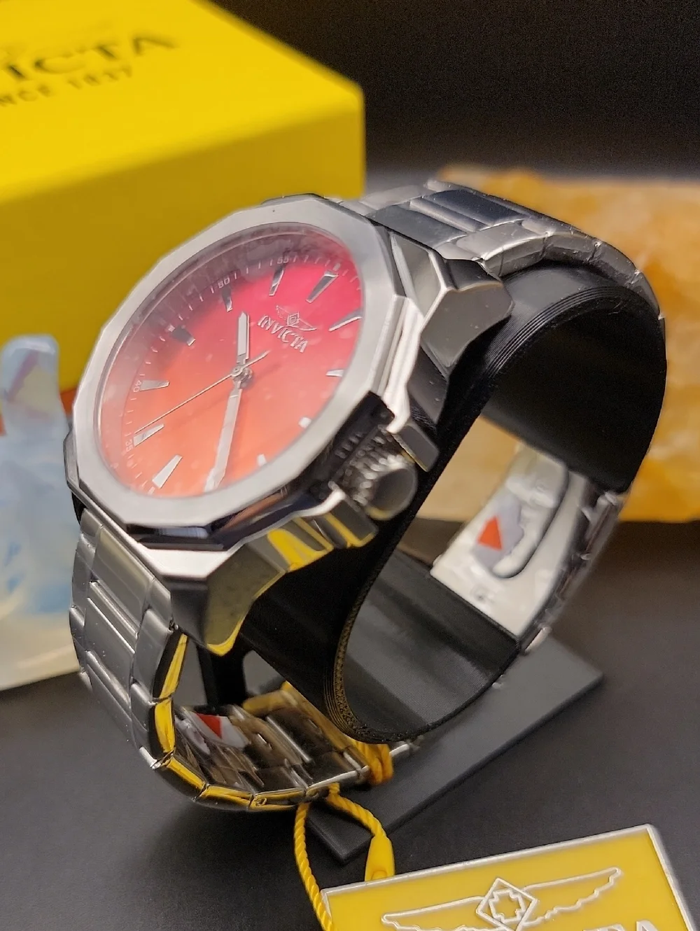 NWT 50982 Invicta Speedway Dominus 42mm Mens Watch Pink to Orange Gradient Dial